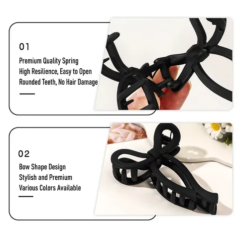 Bow Hair Claw Clip Plastic Matte Glossy Shark Clip Korean Style Hair Accessory For Women Girls Elegant