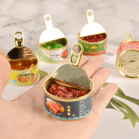 Juguetes De Simulación De Comida Enlatada En Miniatura Modelos De Resina Y Aleación Llaveros Para Decoración De Casa De Muñecas