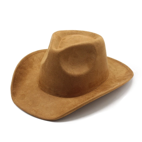 Classic Western Cowboy Hat Suede Polyester Wide Brim Adjustable Vintage Fedora For Men Women Outdoor Fashion Accessory