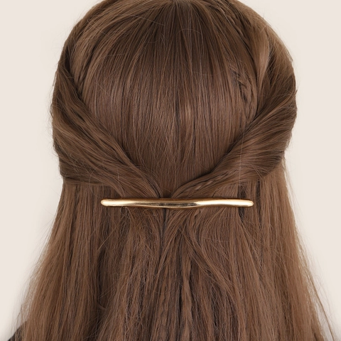 Minimalistische Haarclip Zinklegering Boog Curve Geometrische Haarspeld Voor Vrouwen Gepolijste Afwerking