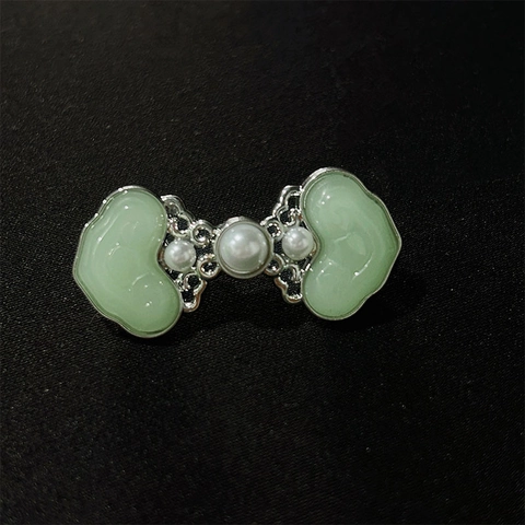 Broche Ruyi Vintage Aleación De Zinc Imitación De Jade Perla Artificial Hebilla De Cintura Antiexposición Alfiler Joyería Mujer