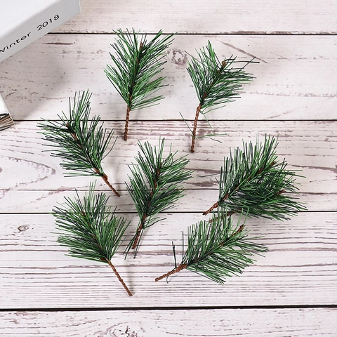 Artificial Christmas Pine Branches Green Pine Needles For DIY Craft Wreath Garland Festive Holiday Home Decor Accessories