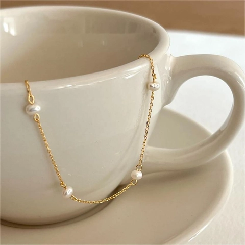 Minimalist 925 Sterling Silver Freshwater Pearl Bracelet Dainty Fine Chain Elegant Jewelry For Women