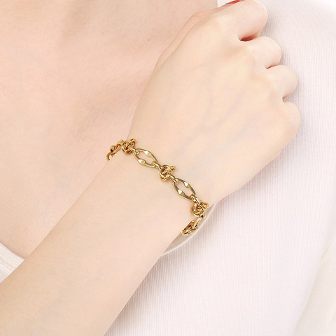 Bracelet À Maillons En Acier Inoxydable Minimaliste Chaîne Cubaine Torsadée Bijoux Style INS Pour Hommes Femmes Plaqué Or 18K