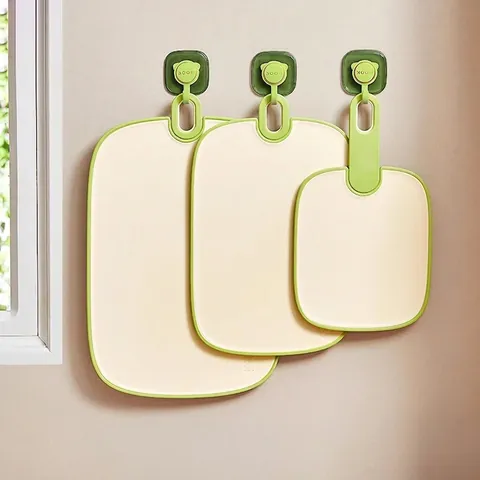 Antibacterial Double Sided Plastic Cutting Board Non Slip Kitchen Chopping Board With Grinding Area And Hanging Hole