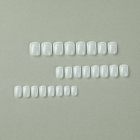 Unghie Finte Corte Quadrate French Tip Bianco Minimalista Nude Rosa Unghie Finte Con Colla Per Donne