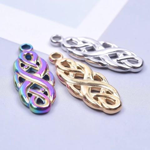 Collar Con Colgante De Nudo De Bruja De Acero Inoxidable Para Mujer Nudo Celta Gótico Accesorios De DIY Cadena De Oro Plata Arcoíris Joyería Regalo
