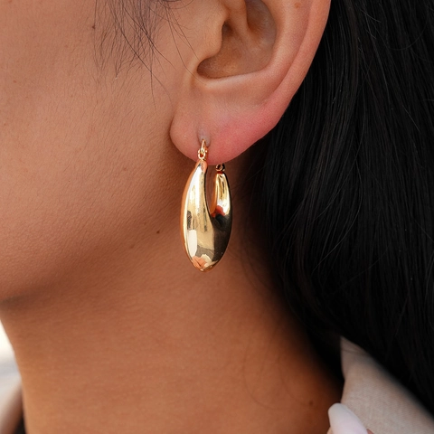 Geometric Oval Waterdrop Hoop Earrings Minimalist High Polish Mirror Metal Fashion Jewelry For Women