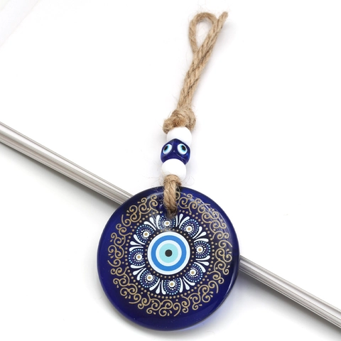 Handmade Blue Glass Evil Eye Hanging Ornament Lucky Nazar Protection Charm Bohemian Glass Car Home Wall Decor Accessories