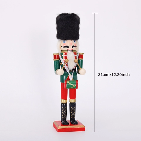 Christmas Nutcracker Ornament Wooden Painted King Soldier Desktop Decoration Festive Home Decor American Style