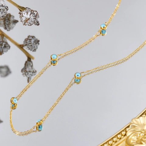 Blaue Evil Eye Perlen Halskette 18K Vergoldete Edelstahlkette Für Damen Bohemian Schmuck Geschenk