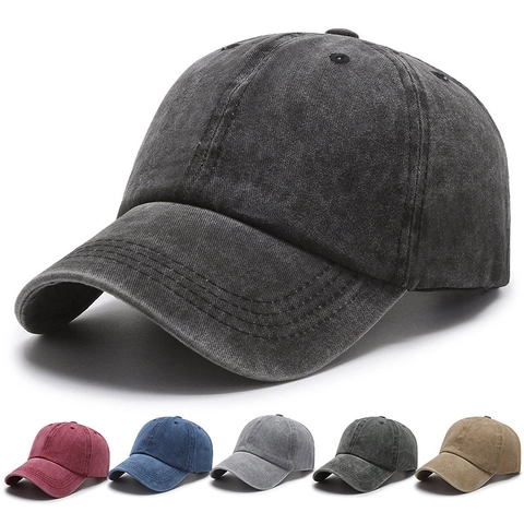 Washed Cotton Baseball Cap Ponytail Hole Distressed Vintage Adjustable Sun Hat For Women Outdoor