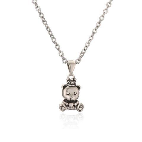 Punk Stil Teddybär Herz Anhänger Halskette Kupfer Mikro-Strass Inlay Gold Silber Schlüsselbein Kette Schmuck Für Damen Herren