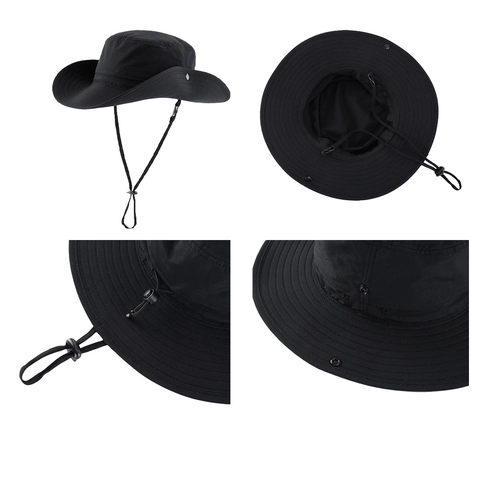 Outdoor Bucket Hat Quick Dry Waterproof Sun Protection With Adjustable Chin Strap For Hiking Fishing Camping