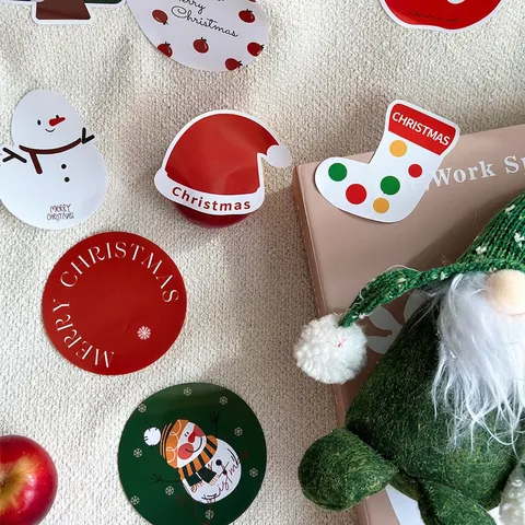 Adesivi Natalizi Etichette Per Decorazioni Festive Carta Kraft Stampa Dorata Motivi Animati Per Confezioni Regalo Fai Da Te Ornamenti Festivi