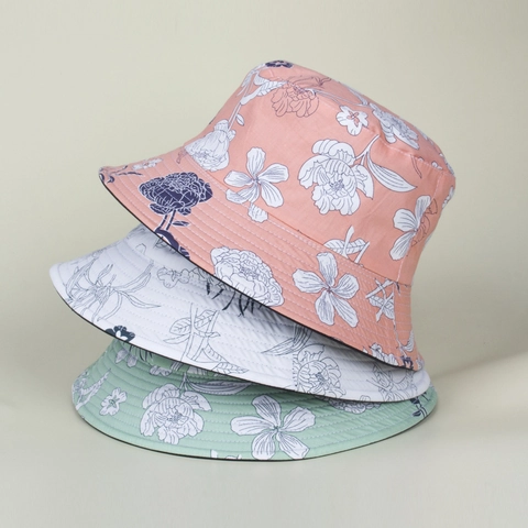 Peony Flower Bucket Hat Polyester Breathable Sun Protection Outdoor Beach Hand-painted Style Floral For Women
