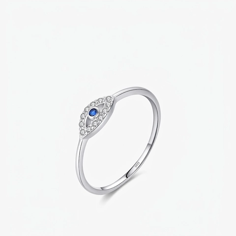 925 Sterlingsilber Ring Mit Böser Blick Für Damen Blau Weiß Zirkonia Mikro Pave Minimalistischer Modeschmuck Ring