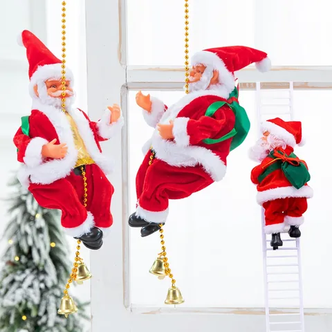 Giocattolo Elettrico Babbo Natale Che Si Arrampica Peluche Plastica Figura Animata Decorazione Natalizia Interna Festa Regalo