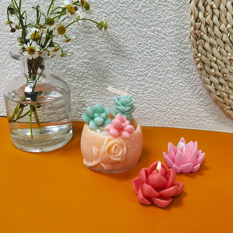 Succulent Cactus Shaped Silicone Mold For DIY Scented Candle Resin Plaster Craft Making Flexible Non-Stick Food Grade Material