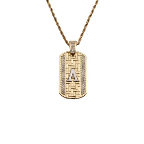 Hip Hop Initial Alphabet Buchstabe Anhänger Halskette Kupfer Micro Pave Zirkonia Edelstahlkette Schmuck