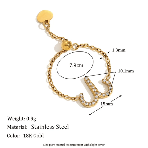 Twelve Constellations Tarot Stainless Steel Necklace Ring 18K Gold Plated Adjustable Zircon Vintage Jewelry For Women
