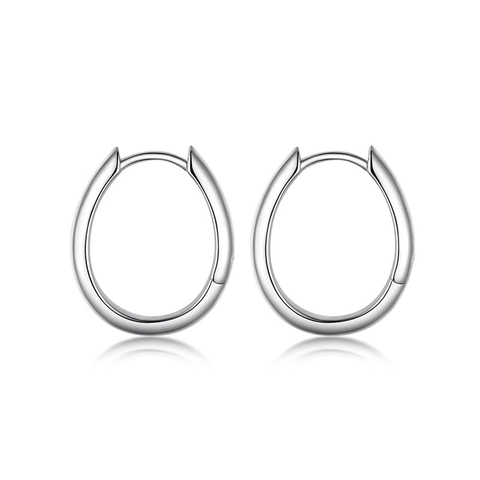 Orecchini a Cerchio Ovali Geometrici in Argento Sterling 925 per Donna Gioielli da Ufficio di Moda Minimalista Eleganti e Semplici