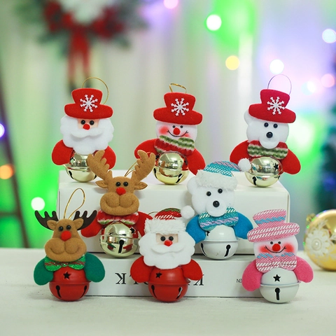 Addobbo Natalizio Da Appendere Campanello Metallo Bambola Feltro Babbo Natale Pupazzo Neve Renna Orσο Decorazione Albero