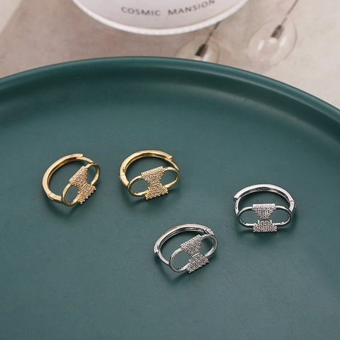 French Vintage Zirconia Bowknot Geometric Stud Earrings With 925 Sterling Silver Earring Post Copper Inlaid Jewelry For Women