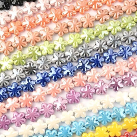Perle In Ceramica Fiore A Cinque Petali Smaltate Colorate Floreali Per Creazione Di Gioielli DIY Fatti A Mano