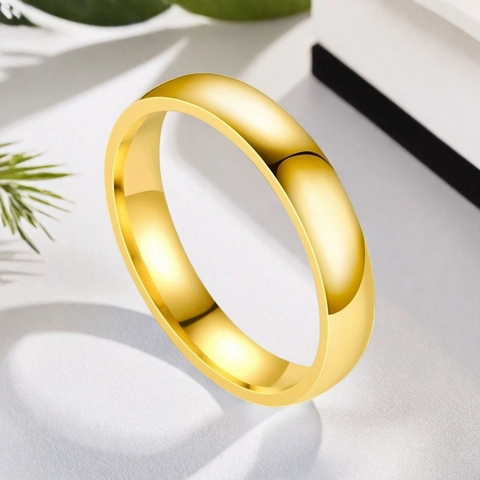 Anillo De Banda Simple Acero Inoxidable Pulido Espejo Clásico Joyería Minimalista Para Hombres Mujeres Cómodo
