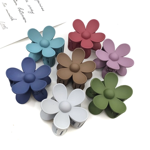 Flower Hair Claw Clip Large Acrylic Matte Finish Non-Slip Ponytail Holder Elegant Korean Style Accessories For Women