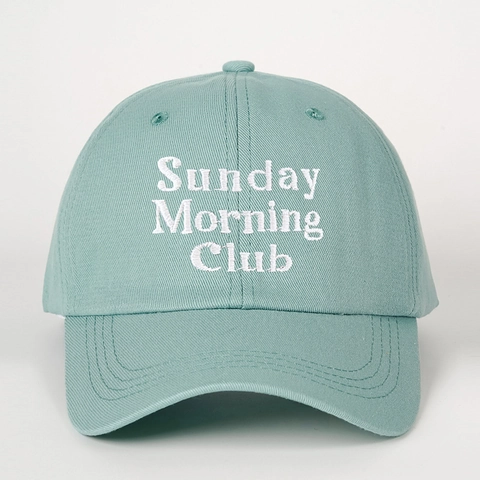 Honkbalpet Sunday Morning Club Borduurwerk Polyester Katoen Verstelbaar Ademend Gebogen Rand Casual Unisex Hoed