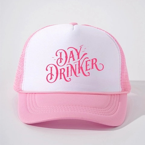 Day Drinker Trucker Hat For Women Men Mesh Breathable Adjustable Snapback Foam Baseball Cap Retro Vintage Summer Sun Hat