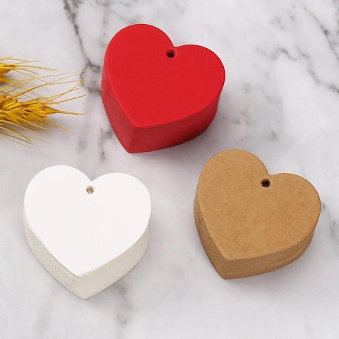 Heart Shaped Gift Tags Blank Kraft Paper Cardboard Labels For Wedding Valentines Day Party Favors DIY Crafts Decoration