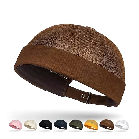 Retro Netz Docker Hut Randlose Landlord Kappe Atmungsaktiv Verstellbar Hip Hop Casual Yuppie Hut Unisex