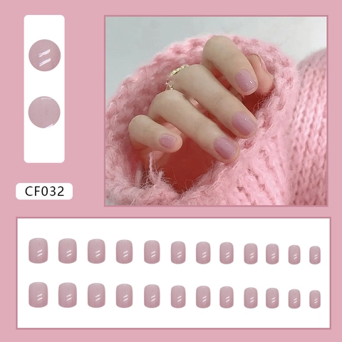 Unghie Finte Rosa Viola Lucide Press On Nails Forma Quadrata Stile Dolce Semplice In Plastica Per Donna