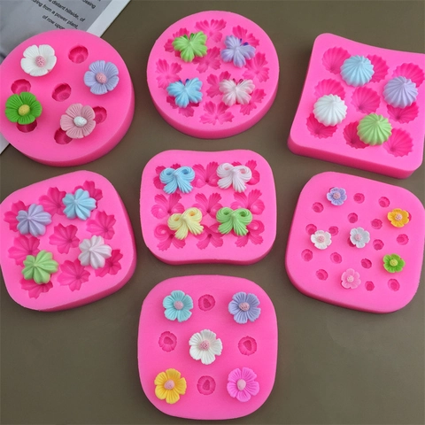 Moldes De Silicona Flor Mariposa Lazo Resistente Al Calor Para Decoración De Pasteles Chocolate Jabón Artesanal Resina Epoxi