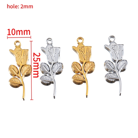 Dijes De Rosa De Acero Inoxidable Vintage Colgantes Accesorios Joyería DIY Estilo INS Retro Amuletos Florales Galvanizados