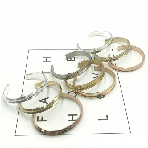316 Stainless Steel Cuff Bracelet Hair Tie Holder Minimalist Open Bangle Groove Design For Women Girls Fashion Jewelry