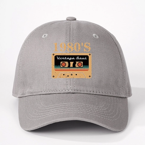 1980S Retro Cassette Tape Graphic Baseball Cap Polyester Vintage Soul Curved Brim Adjustable Sun Shade Hat