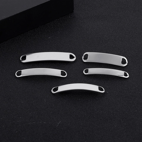Edelstahl Gebogener Stabverbinder Mit Löchern Blanko Metallanhänger Für DIY Schmuckherstellung Armband Komponenten Poliert