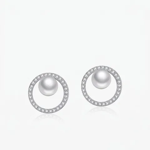 Orecchini A Lobo Con Künstliche Perle In Argento Sterling 925 Eleganti Tondi Geometrici Con Zirconi Gioielli Da Donna Regalo