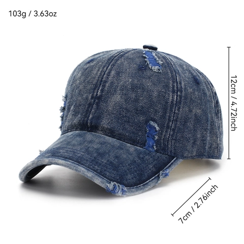 Berretto Da Baseball In Denim Lavato Stile Retro Vintage Distressed Ripped Frayed Cappello Da Sole Regolabile Per Donna Uomo Streetwear