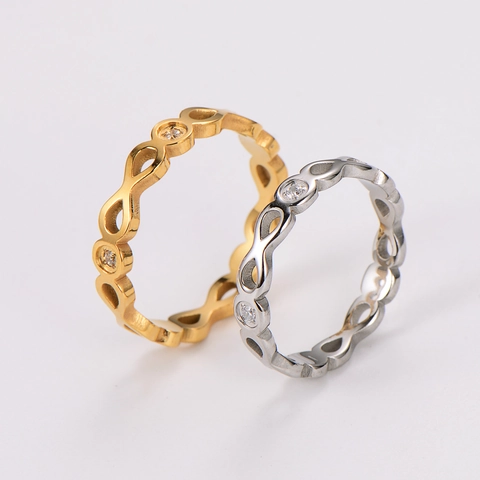 Anello In Acciaio Inossidabile Simbolo Infinito Per Donna Minimalista Cavo Figura Otto Con Zirconi Gioielli Eleganti