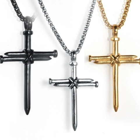 Collana Con Pendente A Croce Di Chiodo Punk Pendente In Lega Con Catena In Acciaio Inossidabile Gioielli Gotici Per Uomo Donna