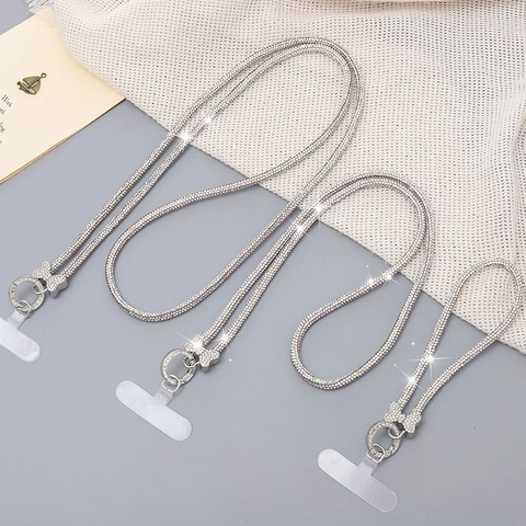 Cordón para Teléfono de Lujo con Lazo de Strass Cadena Brillante Correa Universal para Celular Cruzada Cuello Muñeca Mujer Joyería
