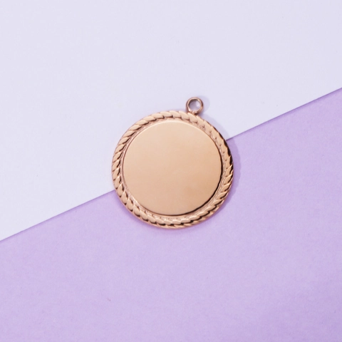 Round Mirror Polished Pendants Stainless Steel Rope Textured Border Blank Charms For DIY Jewelry Making Necklaces Accessories