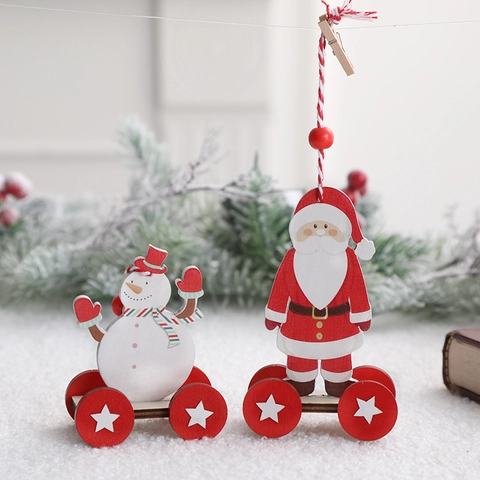 Decorazioni Natalizie Legno Babbo Natale Pupazzo Di Neve Carrello Ornamento Appeso Albero Tavolo Festivo Festa Casa