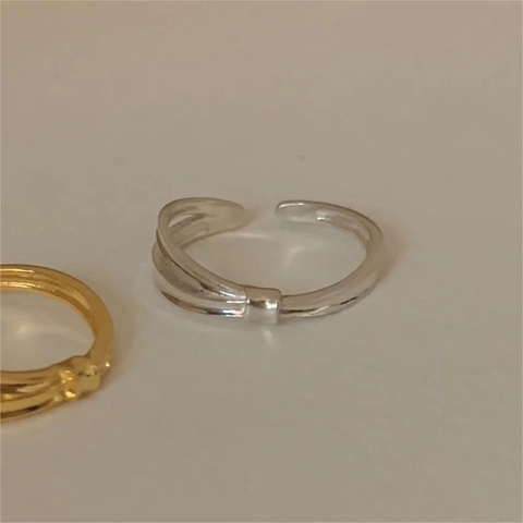 Minimalist 925 Sterling Silver Ring Geometric Double Line Open Adjustable Twist Jewelry Elegant Fashion