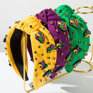 Mardi Gras Haarreif Geknotet Legierung Strass Joker Dreizack Dekor Stoff Haarband Damen Party Kostüm Schmuck Zubehör